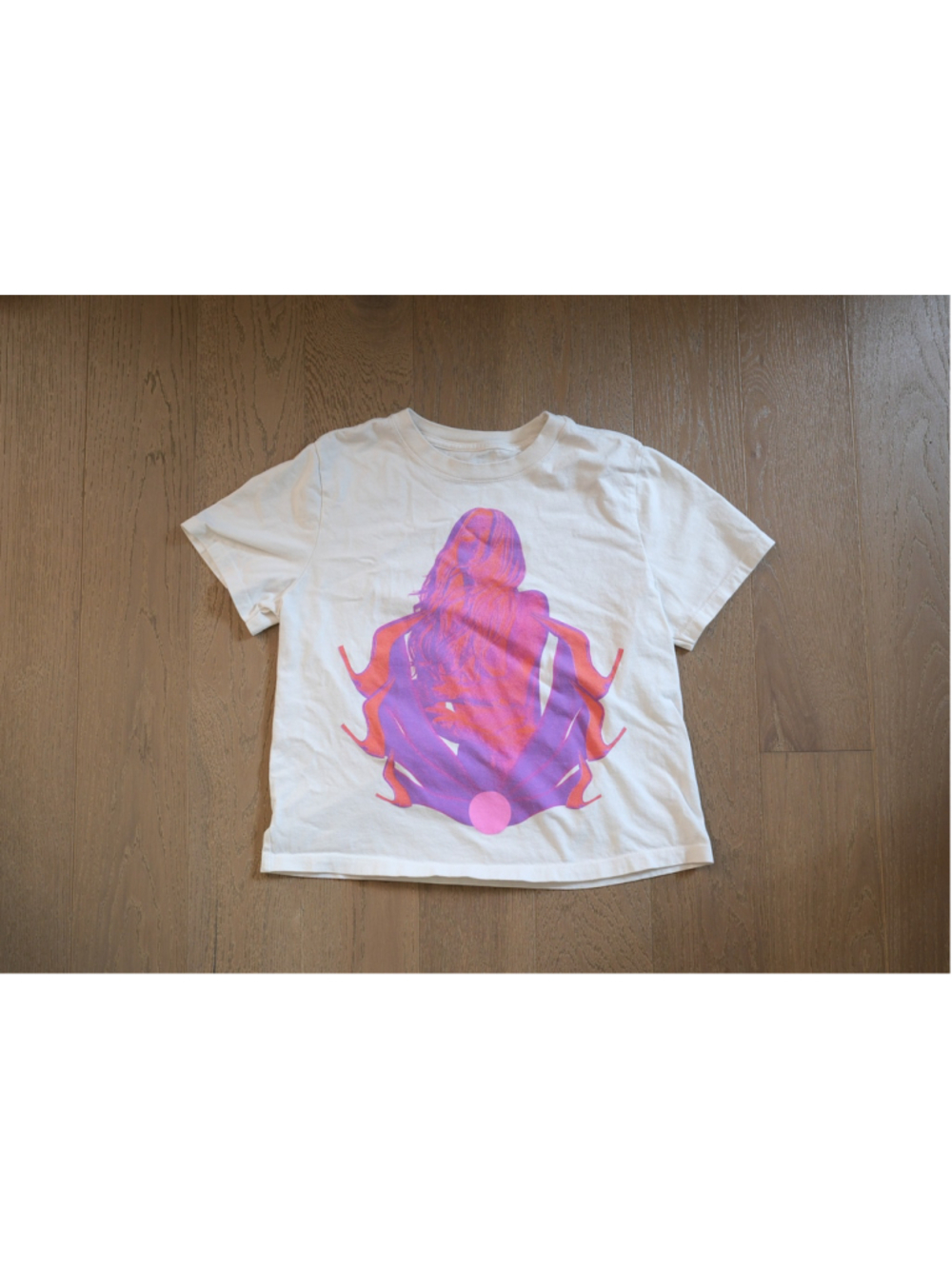 Kesha Concert Tour Graphic Cropped T-Shirt White Size Medium